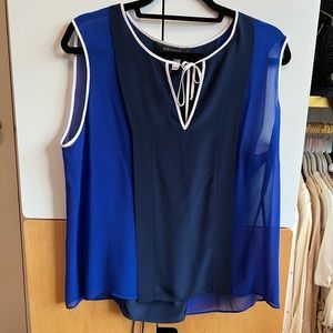 BCBG silk sheer color block blouse